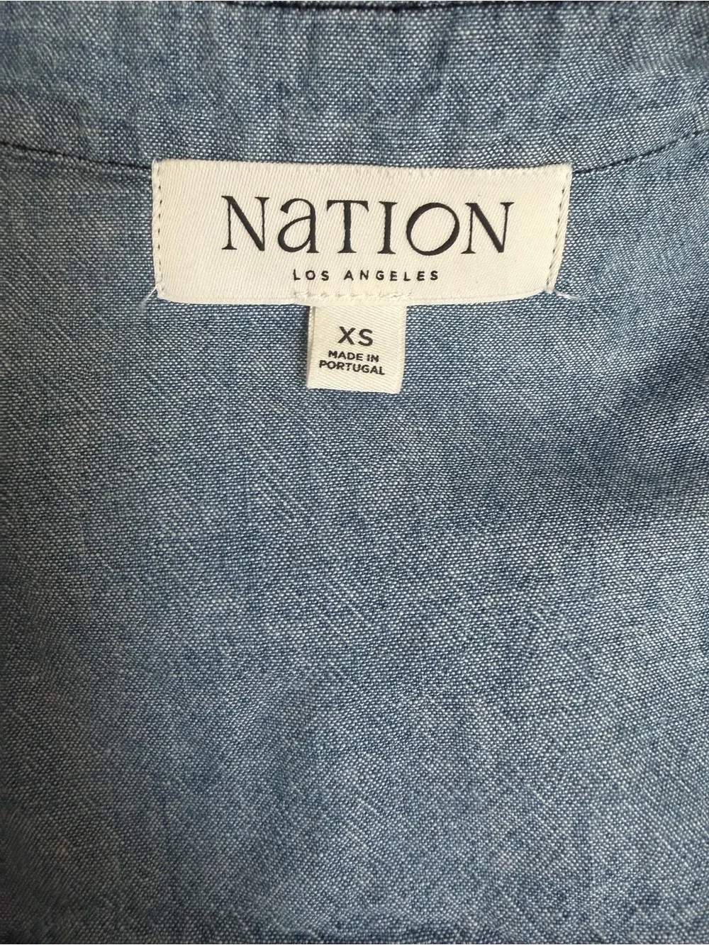 Light Blue Denim Split-Neck Women's Top